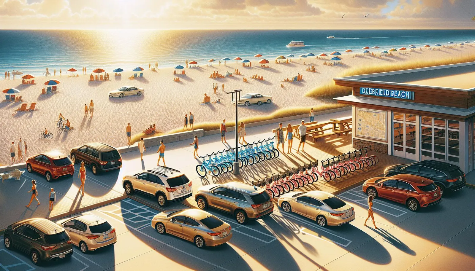 parking near the pier in Deerfield
