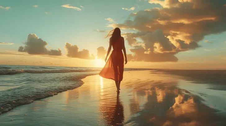morning beach walk,
