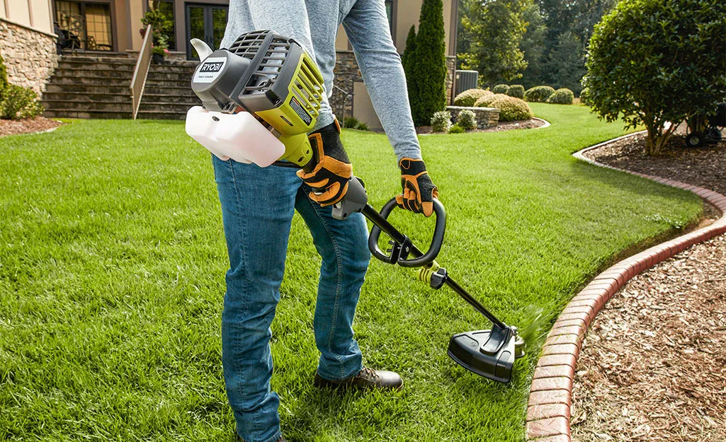 trimming grass